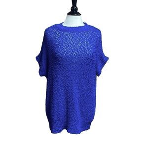 Cherish Royal Blue Short Sleeve Tunic Sweater Size Medium